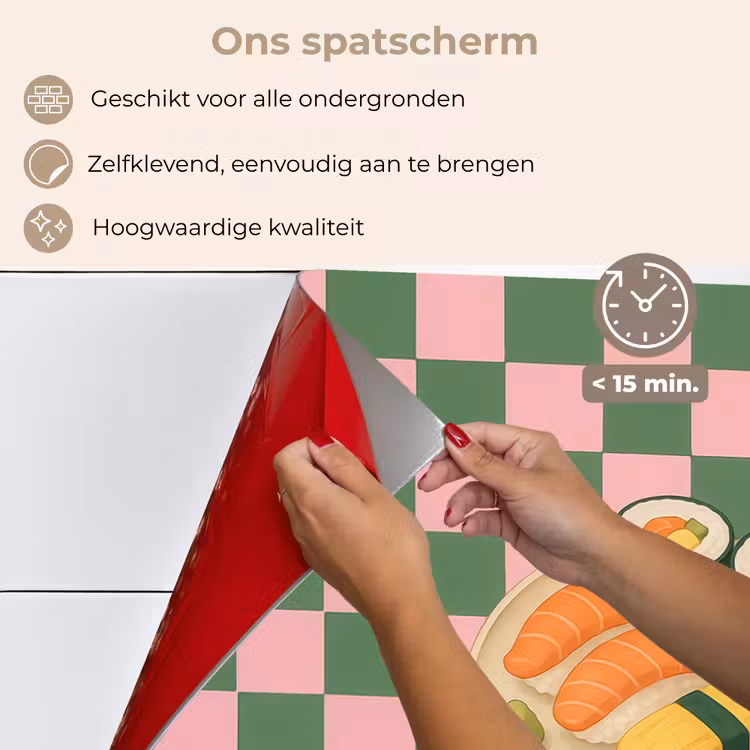 Spatscherm keuken - Sushi - Bord - Geblokt - Groen — 4