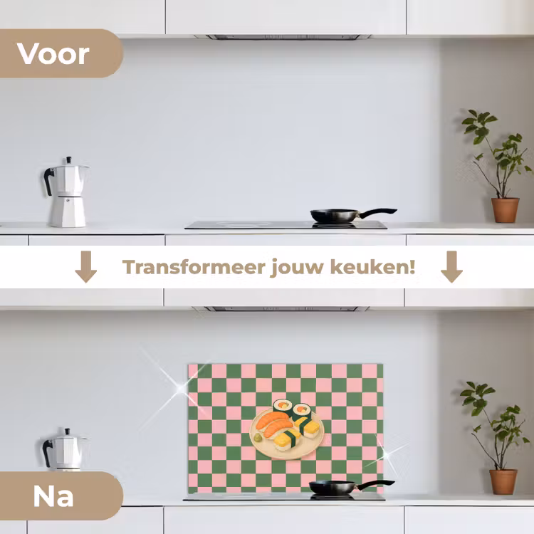 Spatscherm keuken - Sushi - Bord - Geblokt - Groen — 7