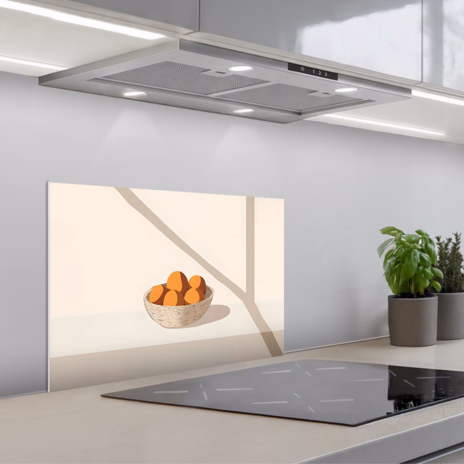 Spatscherm keuken - Mand - Fruit - Minimalistisch - Oranje — 1