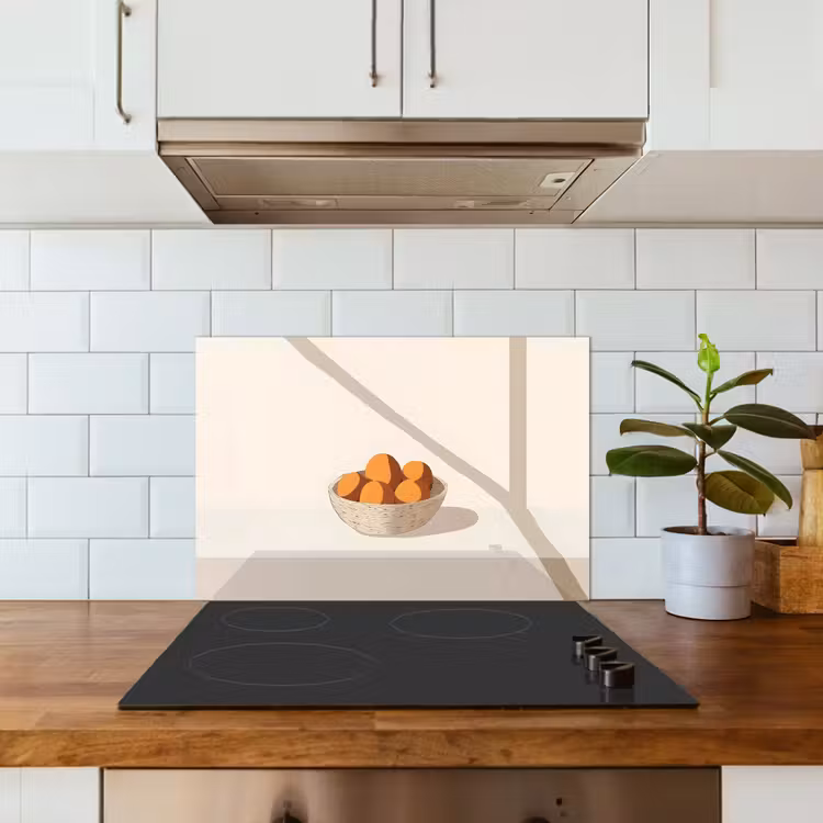 Spatscherm keuken - Mand - Fruit - Minimalistisch - Oranje — 3