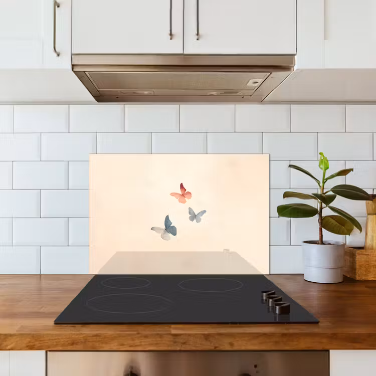 Spatscherm keuken - Vlinders - Minimalistisch - Roze — 3