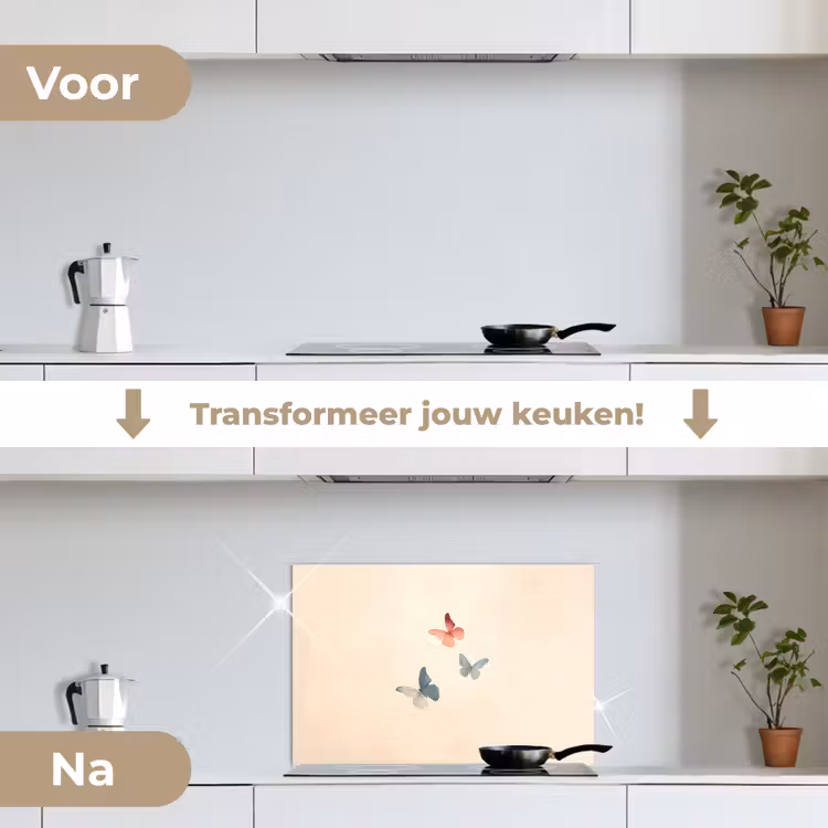 Spatscherm keuken - Vlinders - Minimalistisch - Roze — 7