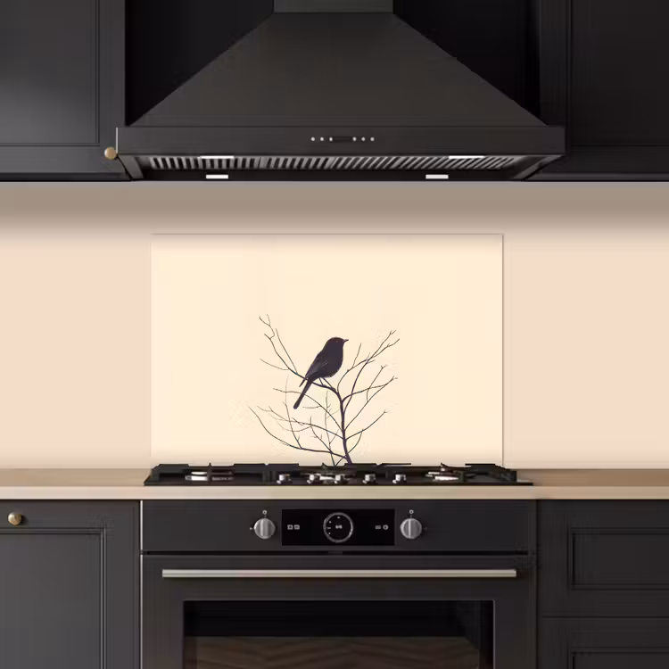Spatscherm keuken - Vogel - Zwart - Tak - Minimalistisch — 5