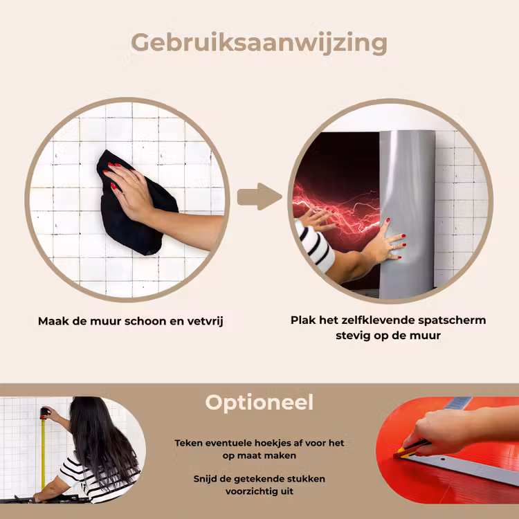 Spatscherm keuken - Gaming - Rood - Elektriciteit - Energie  - Lijn — 6