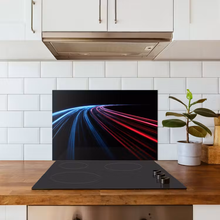 Spatscherm keuken - Gaming - Strepen - Gebogen - Blauw — 3