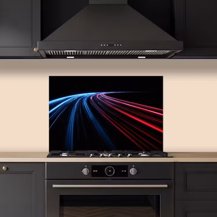 Spatscherm keuken - Gaming - Strepen - Gebogen - Blauw — 5