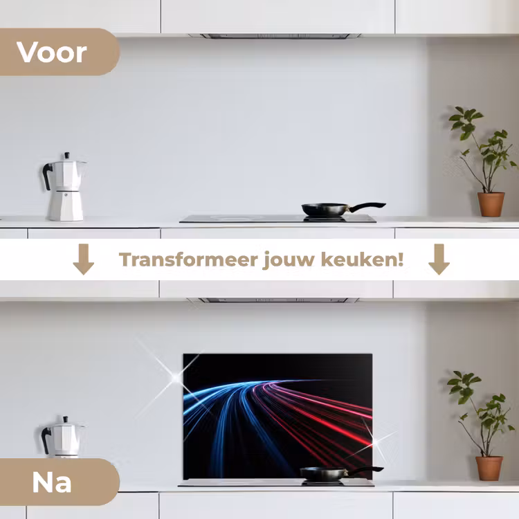 Spatscherm keuken - Gaming - Strepen - Gebogen - Blauw — 7