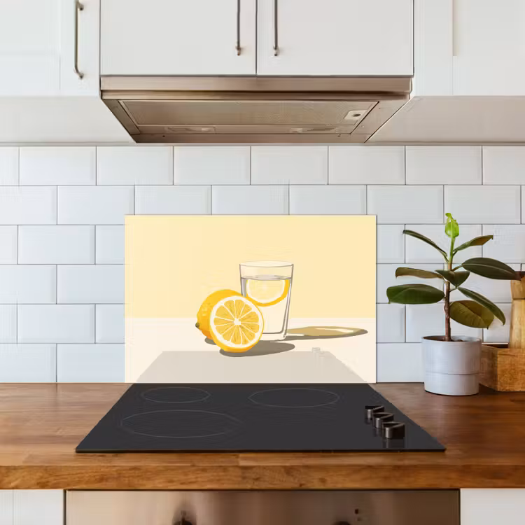 Spatscherm keuken - Glas - Citroenschijfjes - Geel — 3