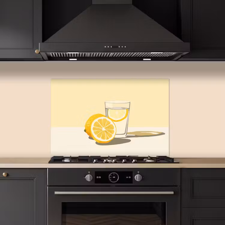 Spatscherm keuken - Glas - Citroenschijfjes - Geel — 5