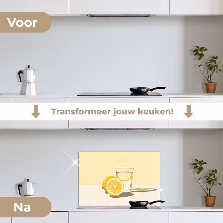 Spatscherm keuken - Glas - Citroenschijfjes - Geel — 7