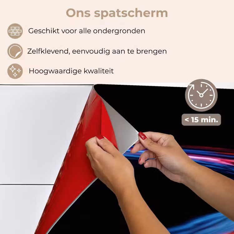 Spatscherm keuken - Gaming - Lichtbanen - Golvend - Rood — 4