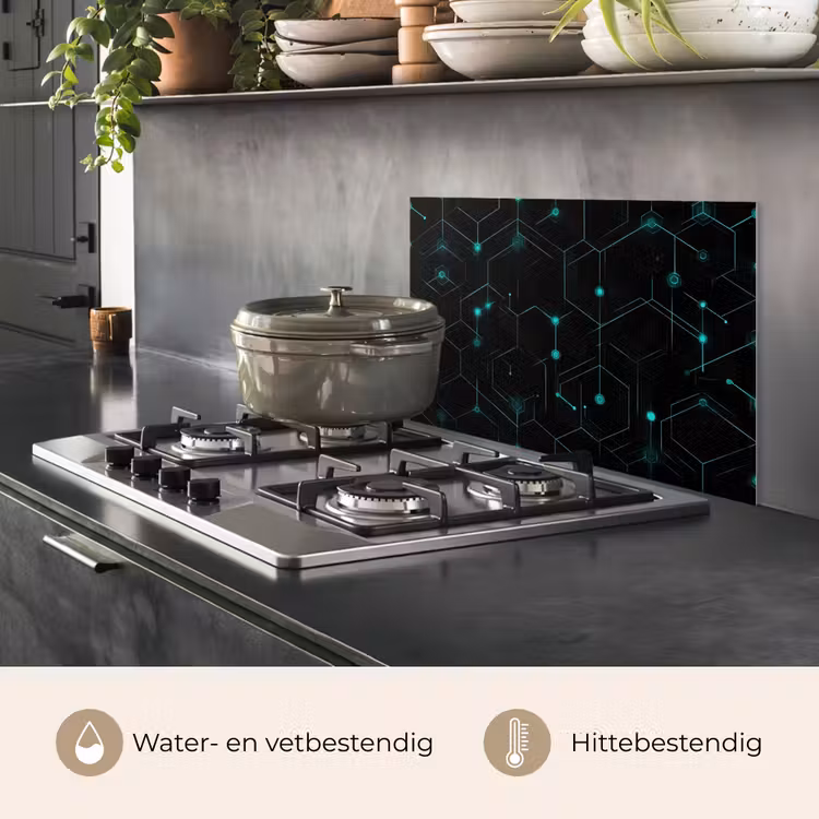 Spatscherm keuken - Gaming - Netwerk - Blauw - Punten - Patroon — 2
