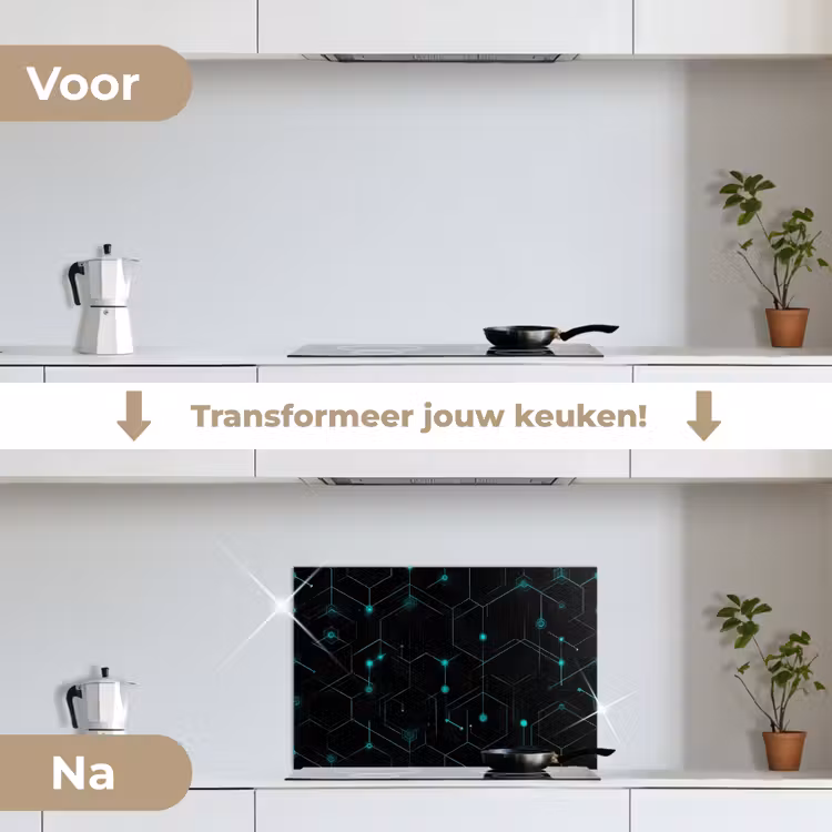 Spatscherm keuken - Gaming - Netwerk - Blauw - Punten - Patroon — 7
