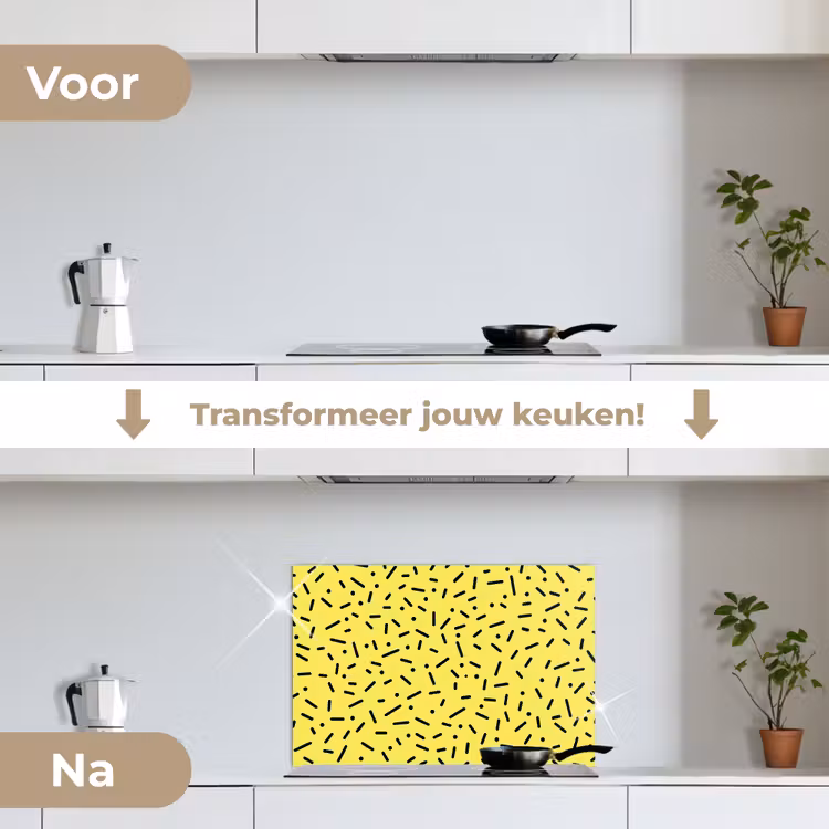 Spatscherm keuken - Gaming - Stippen - Strepen - Geel — 7