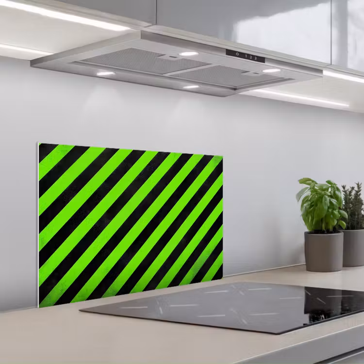 Spatscherm keuken - Gaming - Strepen - Schuin - Groen — 1
