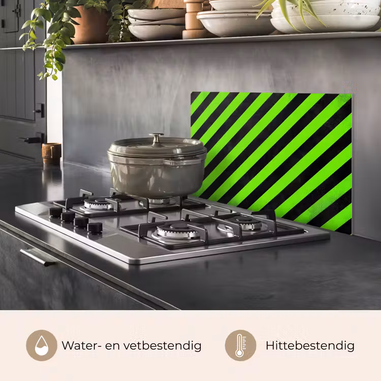 Spatscherm keuken - Gaming - Strepen - Schuin - Groen — 2