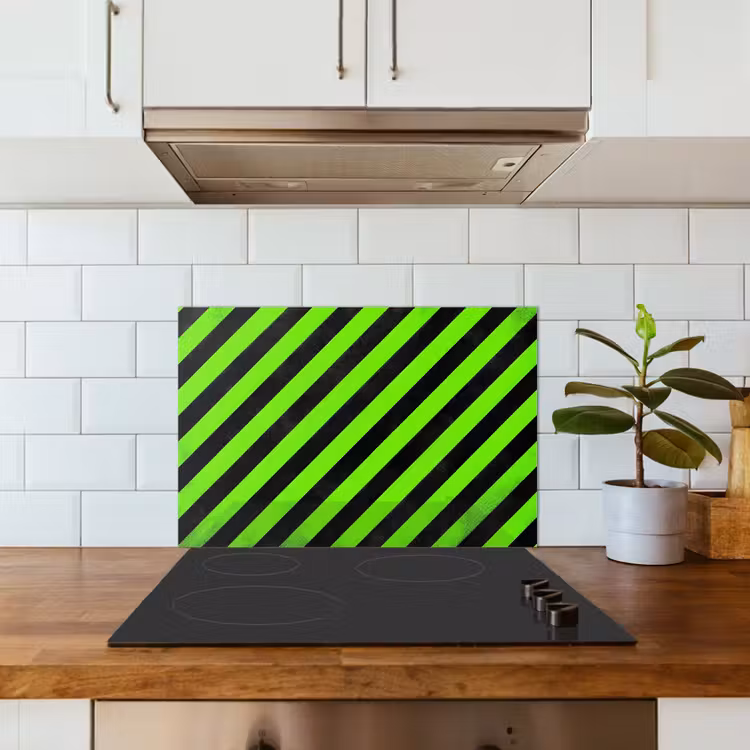 Spatscherm keuken - Gaming - Strepen - Schuin - Groen — 3