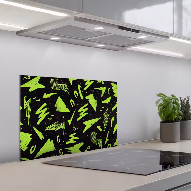 Spatscherm keuken - Gaming - Vormen - Pijlen - Abstract - Zwart — 1