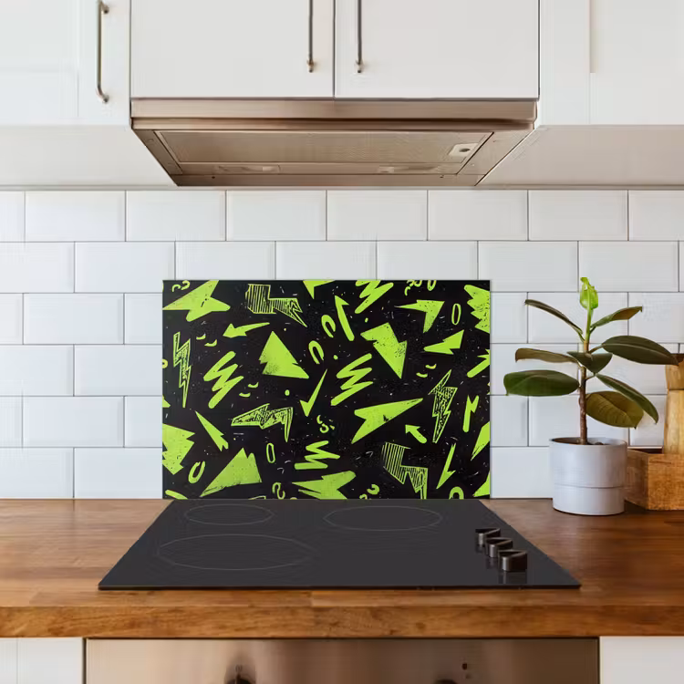 Spatscherm keuken - Gaming - Vormen - Pijlen - Abstract - Zwart — 3