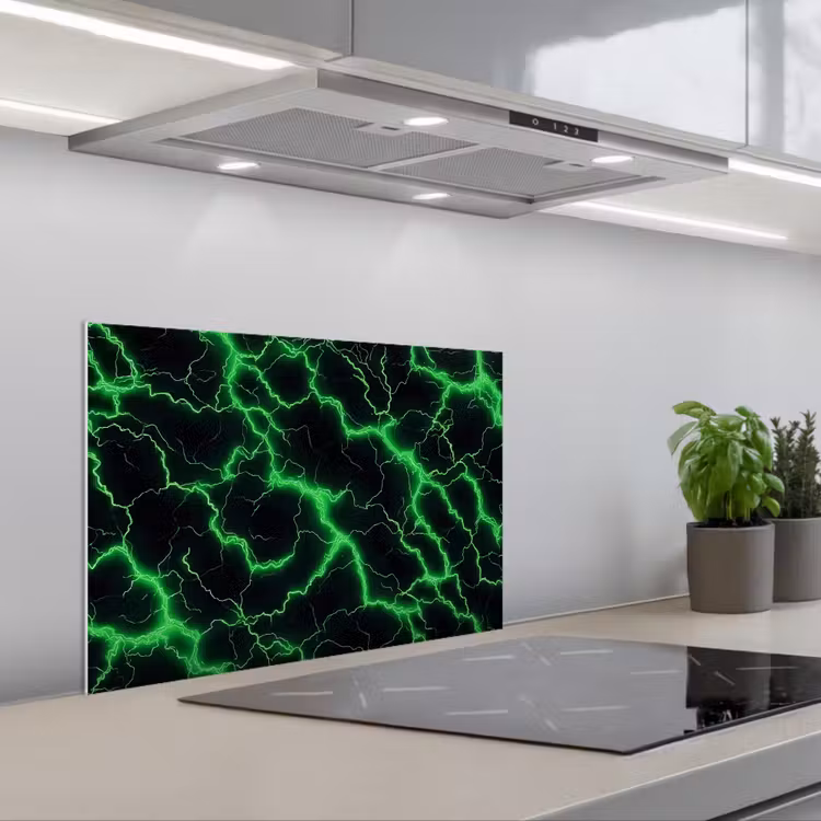 Spatscherm keuken - Gaming - Bliksemflitsen - Groen - Energie — 1