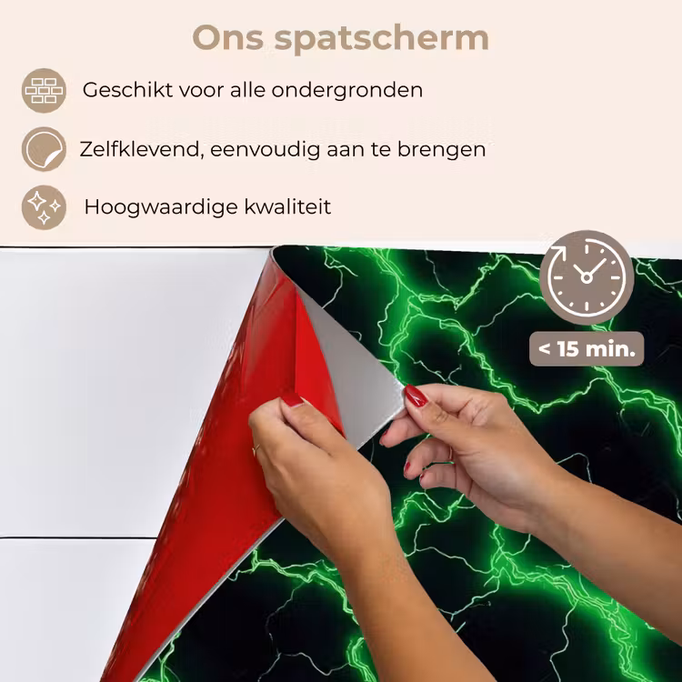 Spatscherm keuken - Gaming - Bliksemflitsen - Groen - Energie — 4