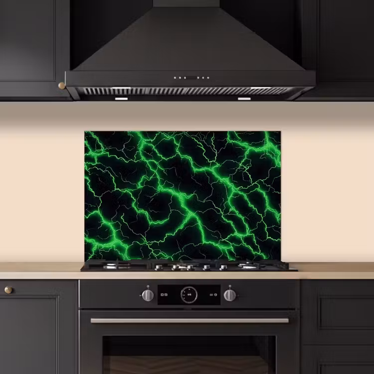 Spatscherm keuken - Gaming - Bliksemflitsen - Groen - Energie — 5