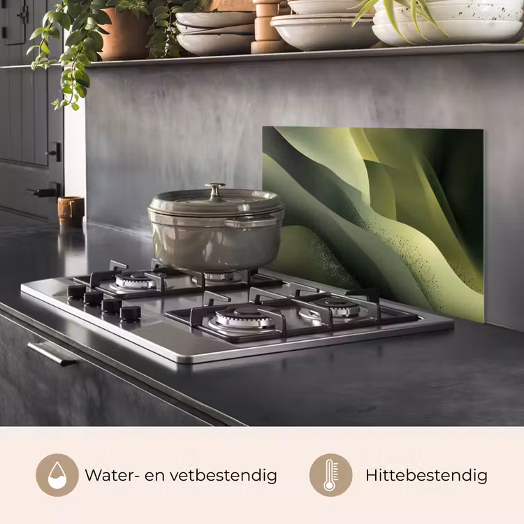 Spatscherm keuken - Gaming - Golven - Abstract - Heuvels - Groen — 2