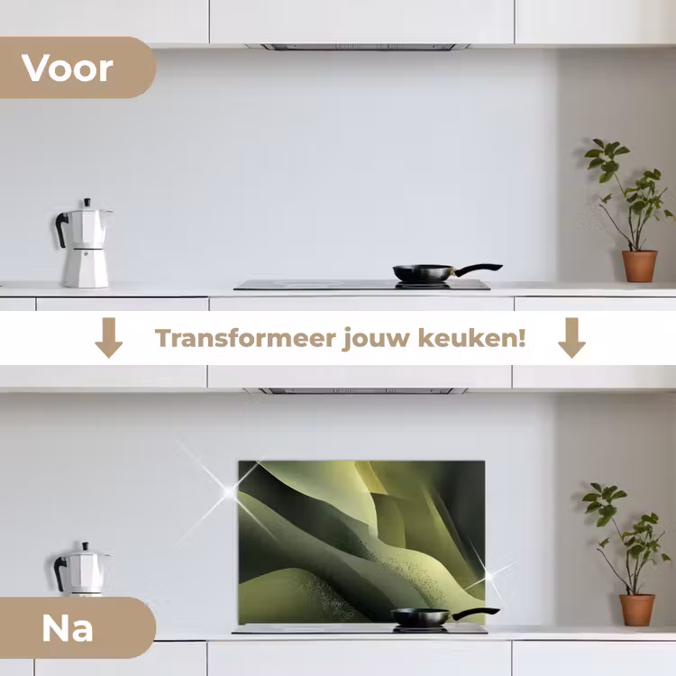 Spatscherm keuken - Gaming - Golven - Abstract - Heuvels - Groen — 7
