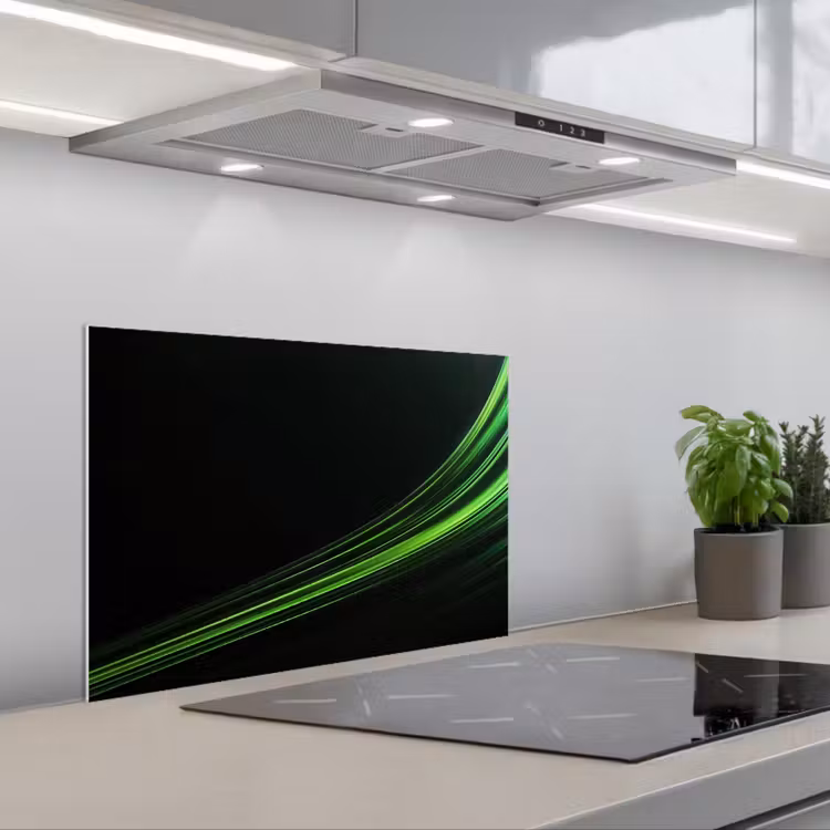 Spatscherm keuken - Gaming - Lijnen - Boog - Groen — 1