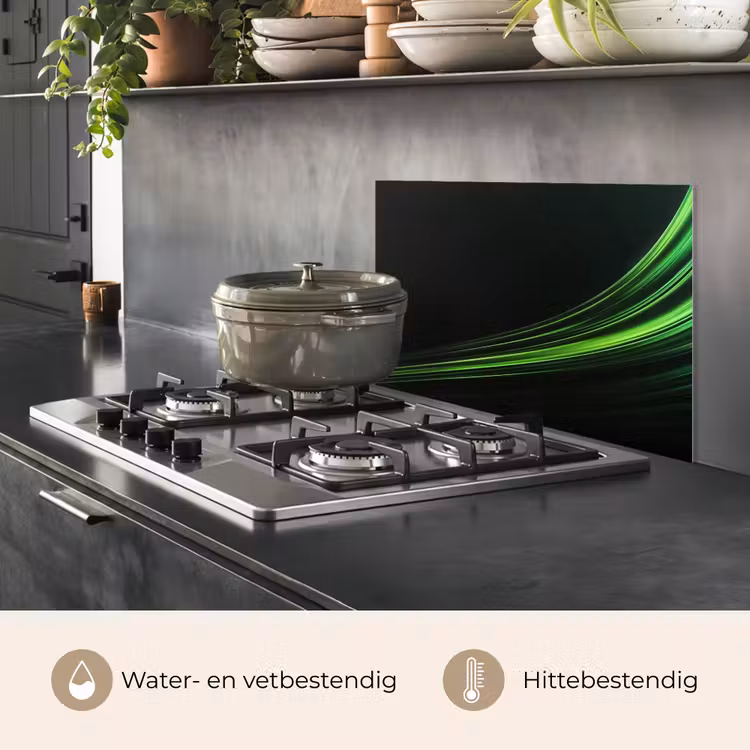 Spatscherm keuken - Gaming - Lijnen - Boog - Groen — 2