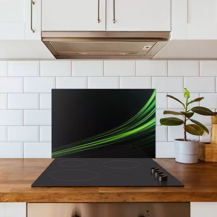 Spatscherm keuken - Gaming - Lijnen - Boog - Groen — 3