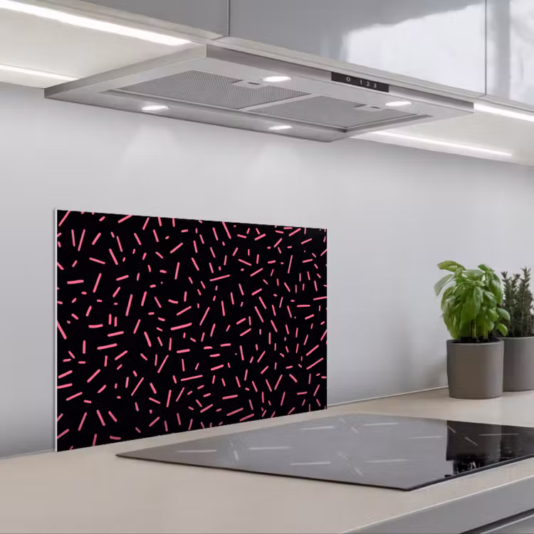Spatscherm keuken - Gaming - Streepjes - Roze - Abstract — 1