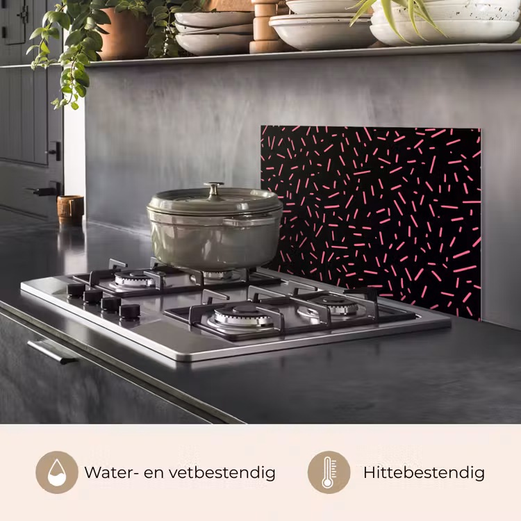 Spatscherm keuken - Gaming - Streepjes - Roze - Abstract — 2