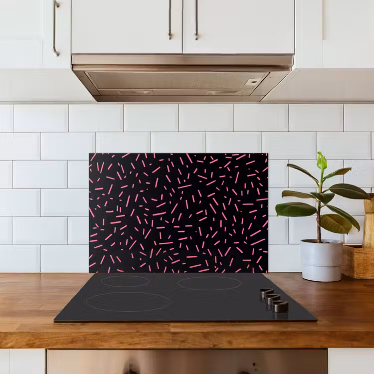 Spatscherm keuken - Gaming - Streepjes - Roze - Abstract — 3