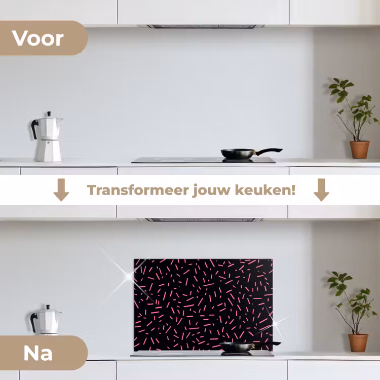 Spatscherm keuken - Gaming - Streepjes - Roze - Abstract — 7