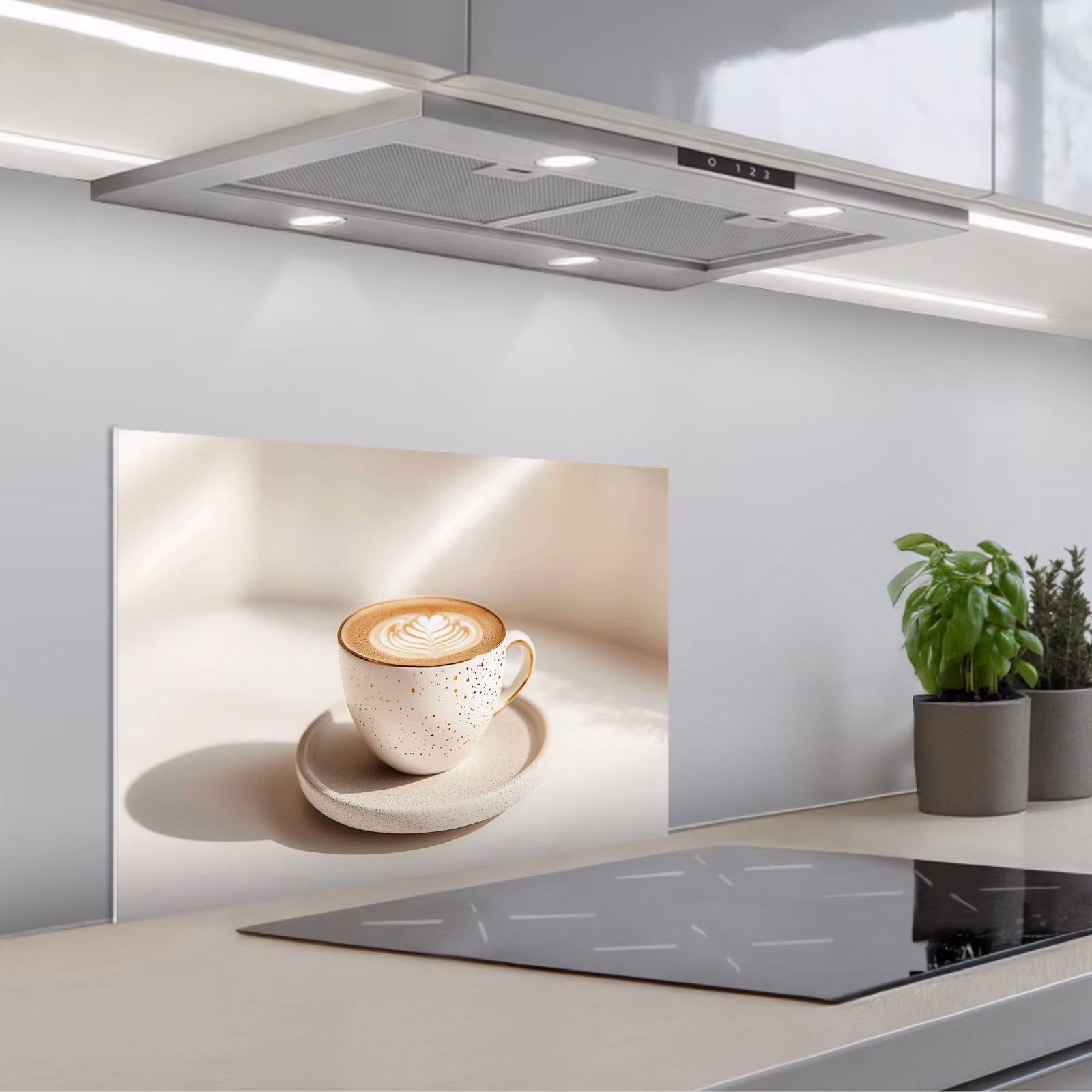 Spatscherm keuken - Cappuccino - Schuim - Schotel - Beige — 1