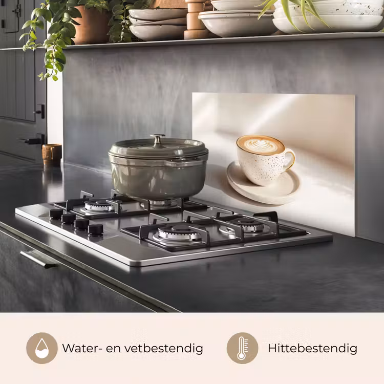 Spatscherm keuken - Cappuccino - Schuim - Schotel - Beige — 2