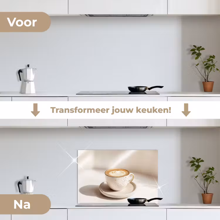 Spatscherm keuken - Cappuccino - Schuim - Schotel - Beige — 7