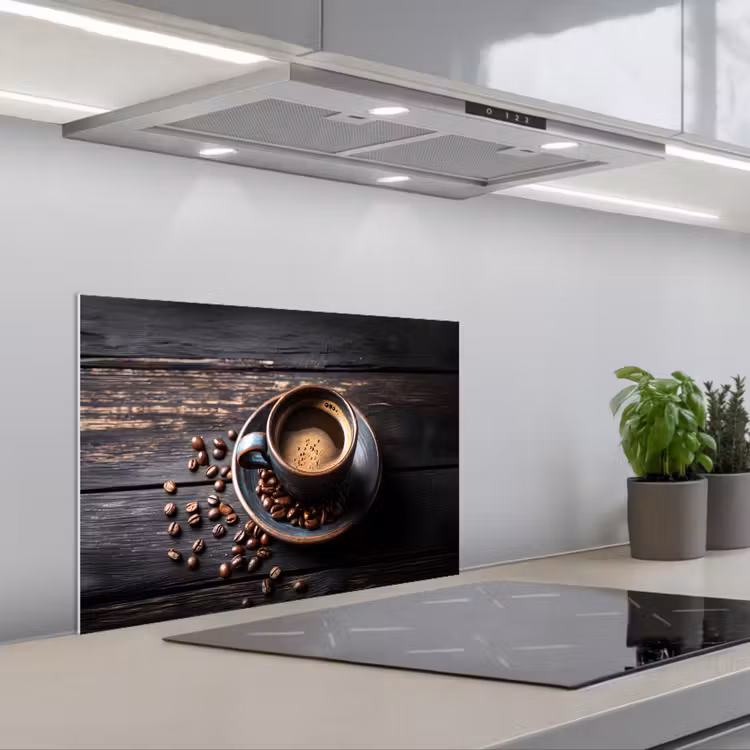 Spatscherm keuken - Kop - Koffie - Hout - Bonen — 1