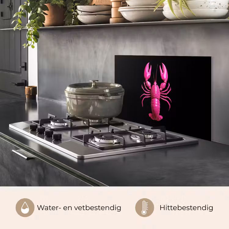 Spatscherm keuken - Kreeft - Felroze - Stippen - Opvallend — 2