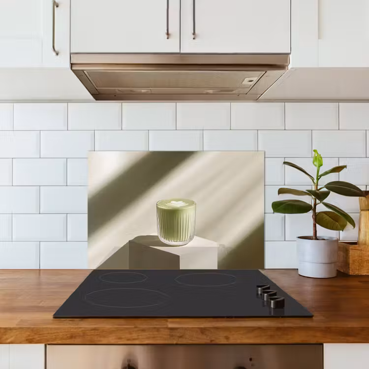 Spatscherm keuken - Matcha - Glas - Groen - Minimalistisch — 3