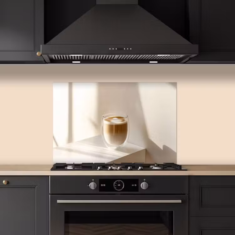 Spatscherm keuken - Mok - Latte - Minimalistisch - Schaduw — 5