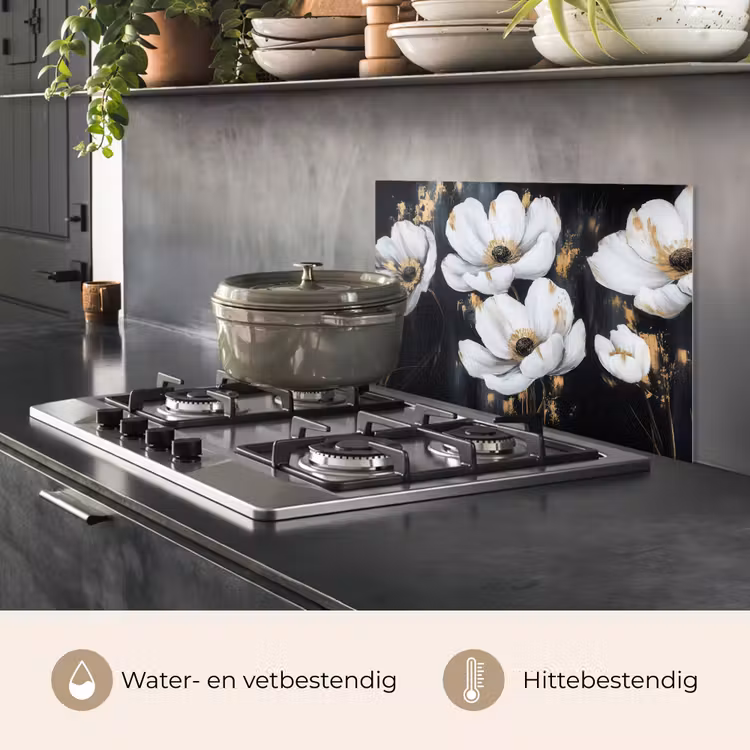 Spatscherm keuken - Bloemen - Wit - Abstract — 2