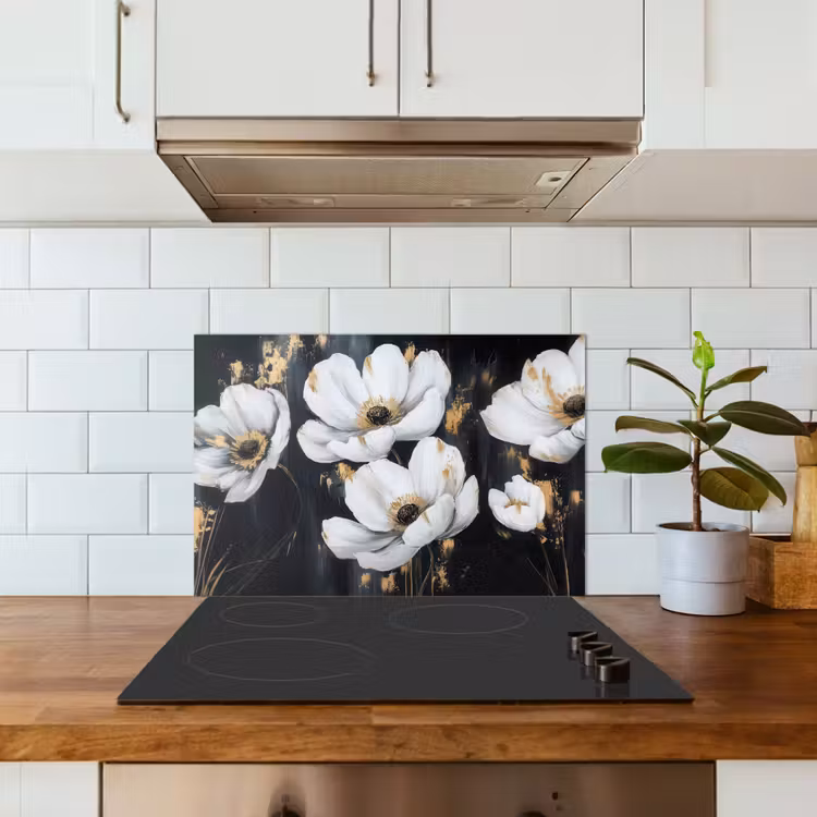 Spatscherm keuken - Bloemen - Wit - Abstract — 3