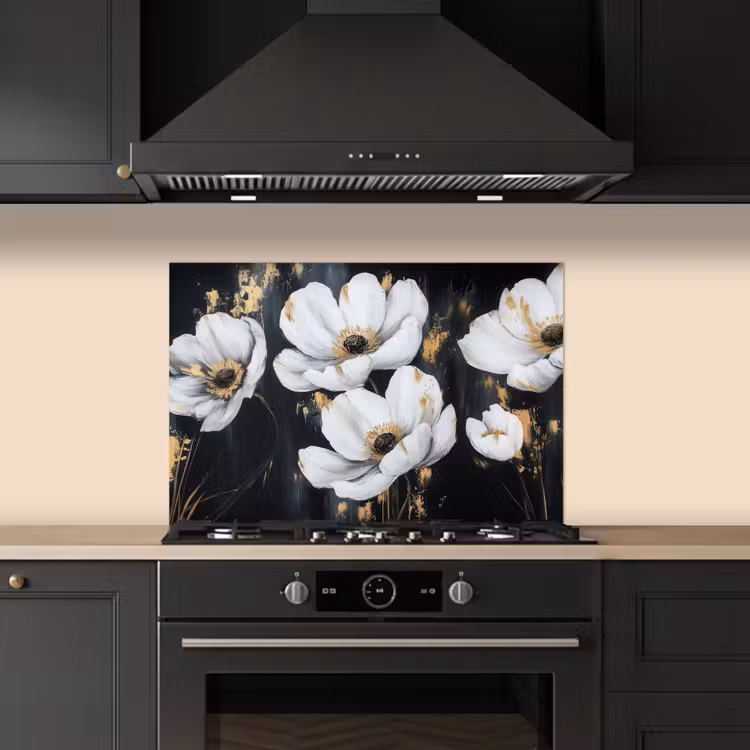 Spatscherm keuken - Bloemen - Wit - Abstract — 5