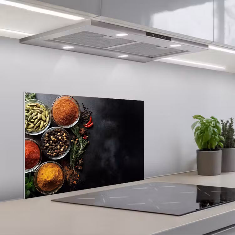 Spatscherm keuken - Glazen - Bakjes - Blaadjes - Kruiden — 1