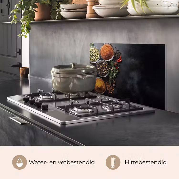 Spatscherm keuken - Glazen - Bakjes - Blaadjes - Kruiden — 2