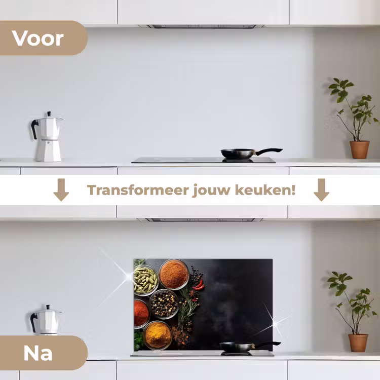 Spatscherm keuken - Glazen - Bakjes - Blaadjes - Kruiden — 7