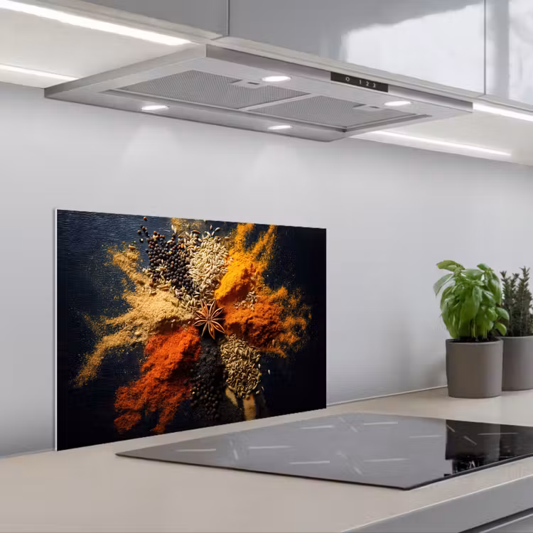 Spatscherm keuken - Specerijen - Explosie - Oranje — 1