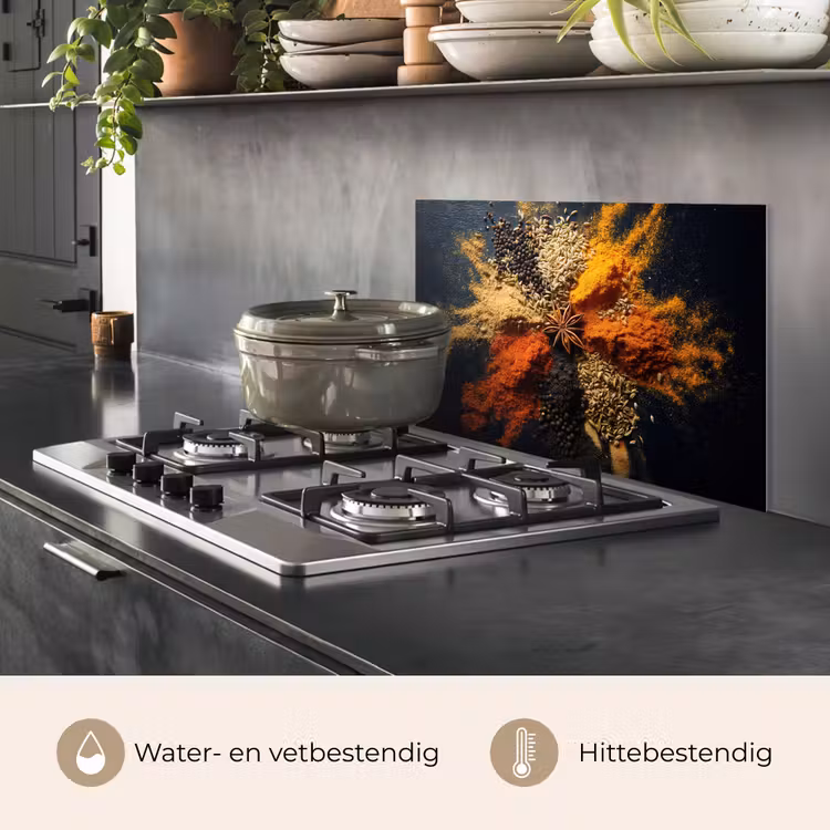 Spatscherm keuken - Specerijen - Explosie - Oranje — 2